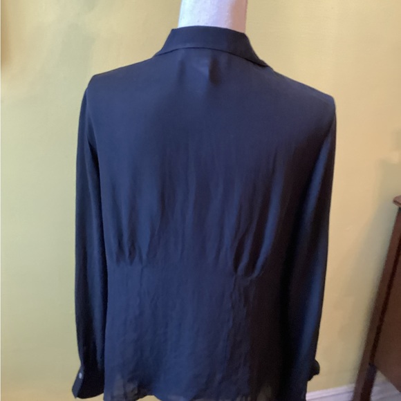 Jones New York Pretty Black Silk Long Sleeve Blouse Size 12 - Picture 7 of 10